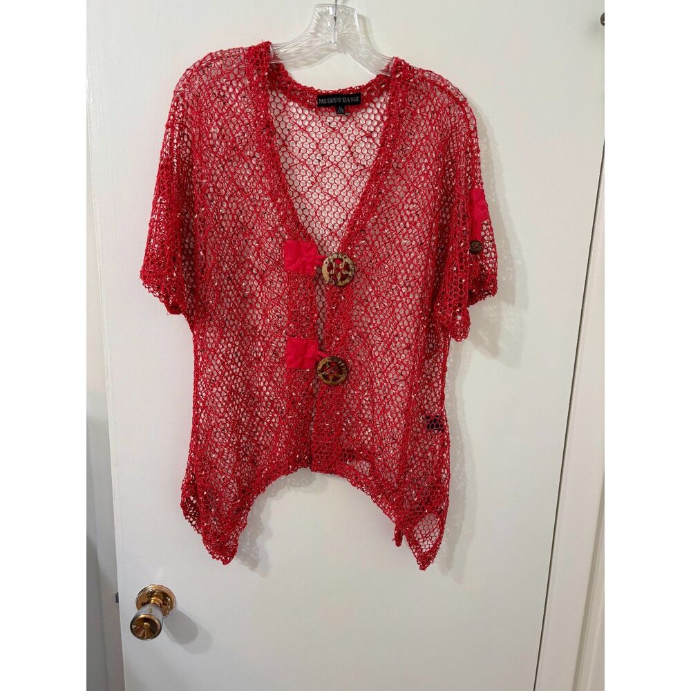 Mirror Image XL Crushed Cranberry Fisherman's Ring Granny Stitch Starfish Top